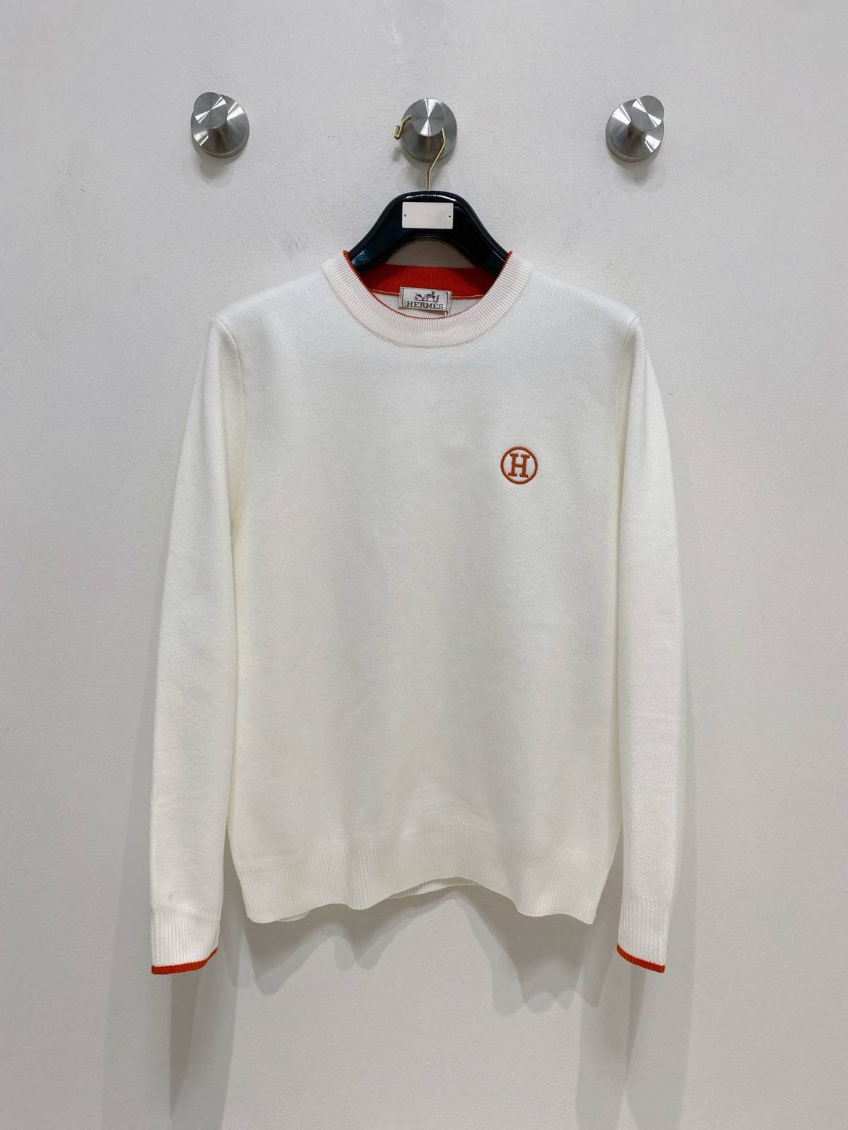 HERMES エルメス メンズ ニット クルーネック ローゲージ 総柄 ブラック M 3XLA178155 - 画像 12