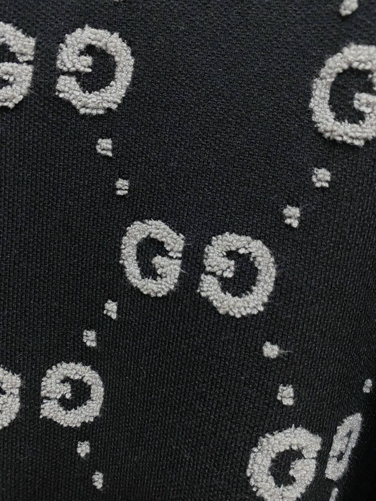 GUCCI グッチ メンズ ニット クルーネック インターシャ ローゲージ オーバーサイズ 秋冬 ブラック - 画像 7