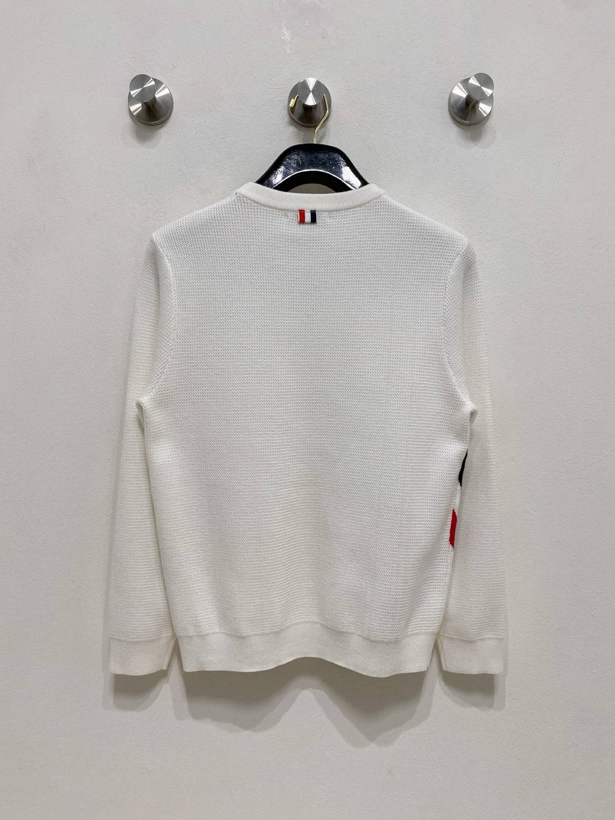 MONCLER モンクレール メンズ ニット クルーネック ローゲージ 総柄 ワッフル編み ブラック ホワイト M 3XLA17 - 画像 11