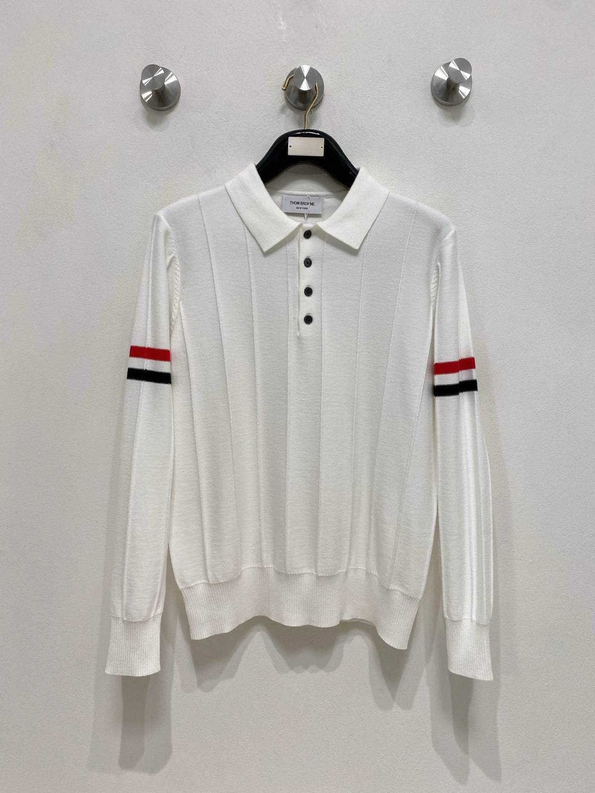 THOM BROWNE メンズ セーター クルーネック リブニット 3Xカラー ベージュ