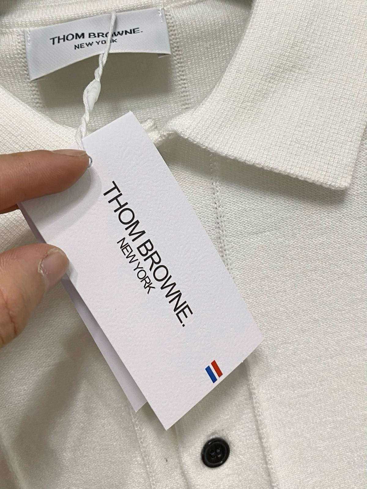 THOM BROWNE メンズ セーター クルーネック リブニット 3Xカラー ベージュ - 画像 4