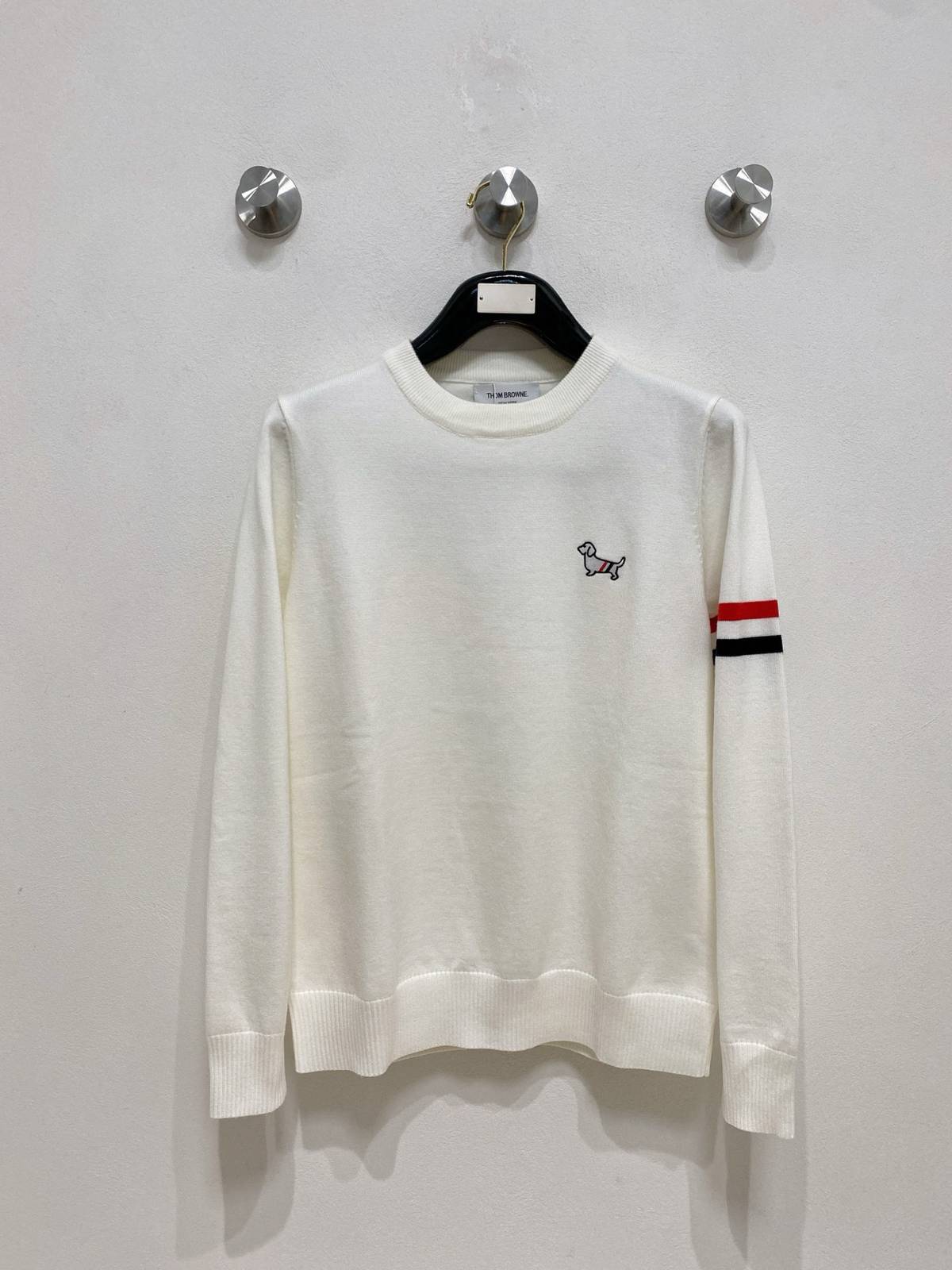 THOM BROWNE メンズ ニット クルーネック ローゲージ ワッフル編み ニットプルオーバー ブラック M 3XL