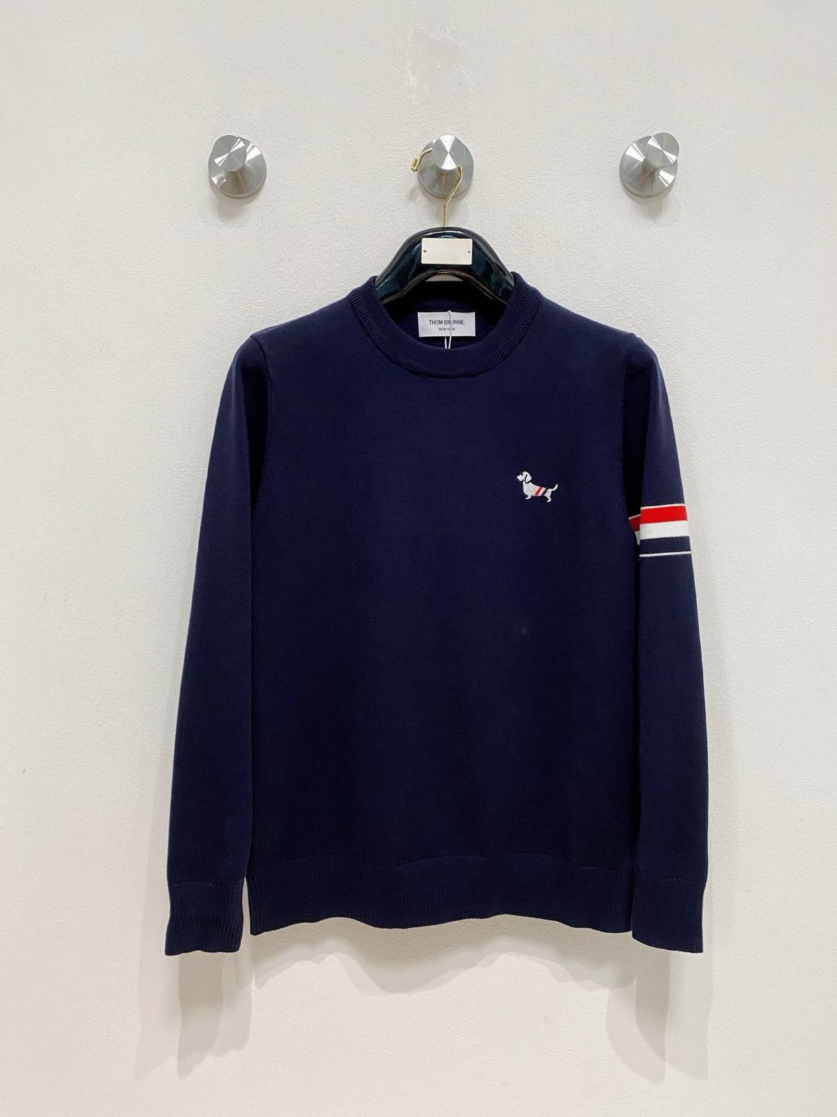 THOM BROWNE メンズ ニット クルーネック ローゲージ ワッフル編み ニットプルオーバー ブラック M 3XL - 画像 11