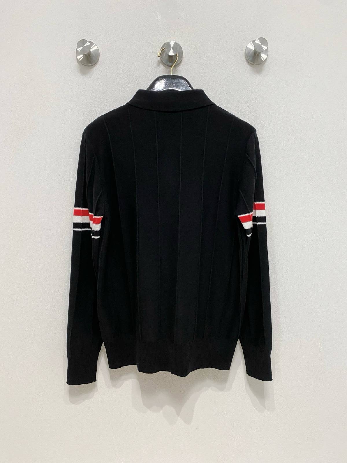 THOM BROWNE メンズ セーター クルーネック リブニット ボーダー ビジカジ ブラック ネイビー グレー - 画像 4