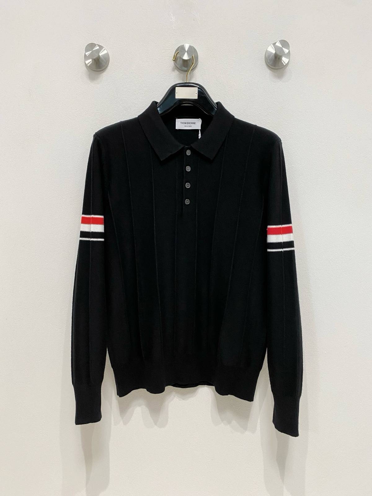 THOM BROWNE メンズ セーター クルーネック リブニット ボーダー ビジカジ ブラック ネイビー グレー - 画像 10