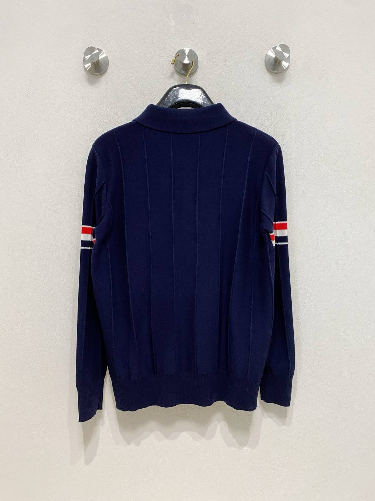 THOM BROWNE メンズ セーター クルーネック リブニット ボーダー ビジカジ ブラック ネイビー グレー - 画像 11