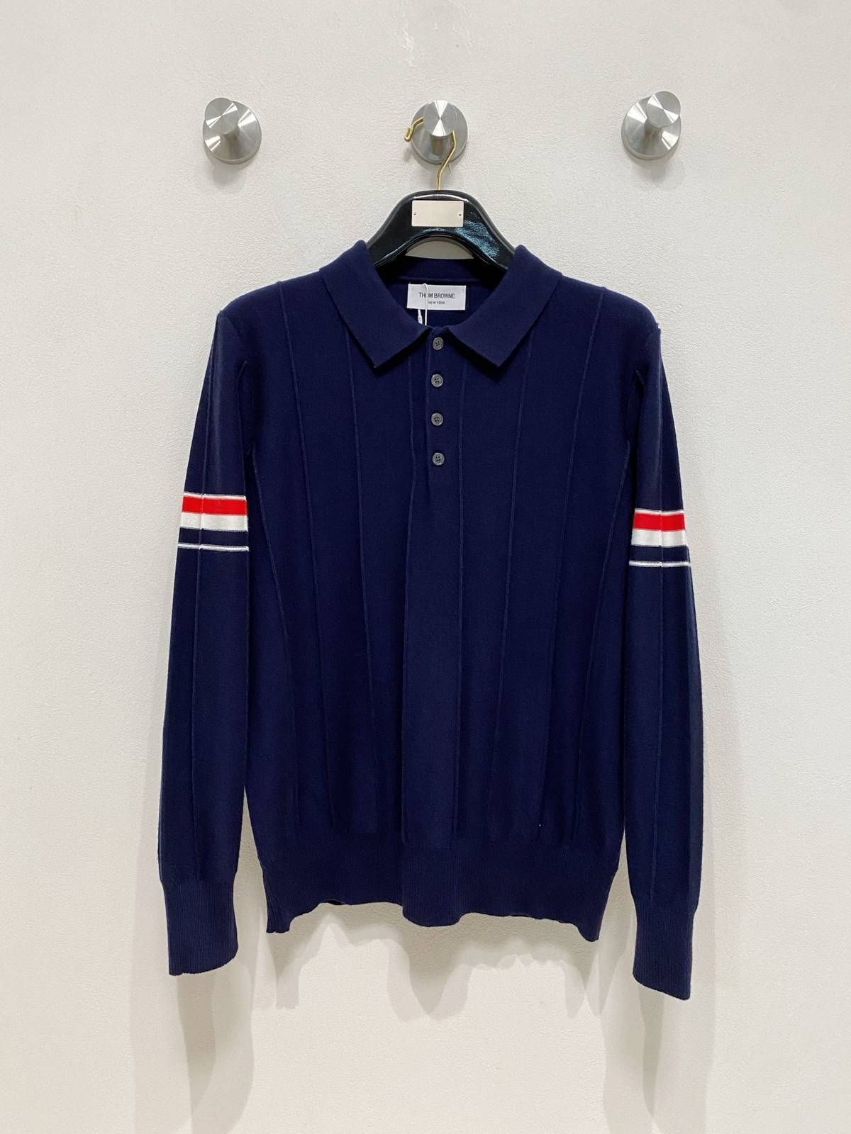 THOM BROWNE メンズ セーター クルーネック リブニット ボーダー ビジカジ ブラック ネイビー グレー - 画像 12