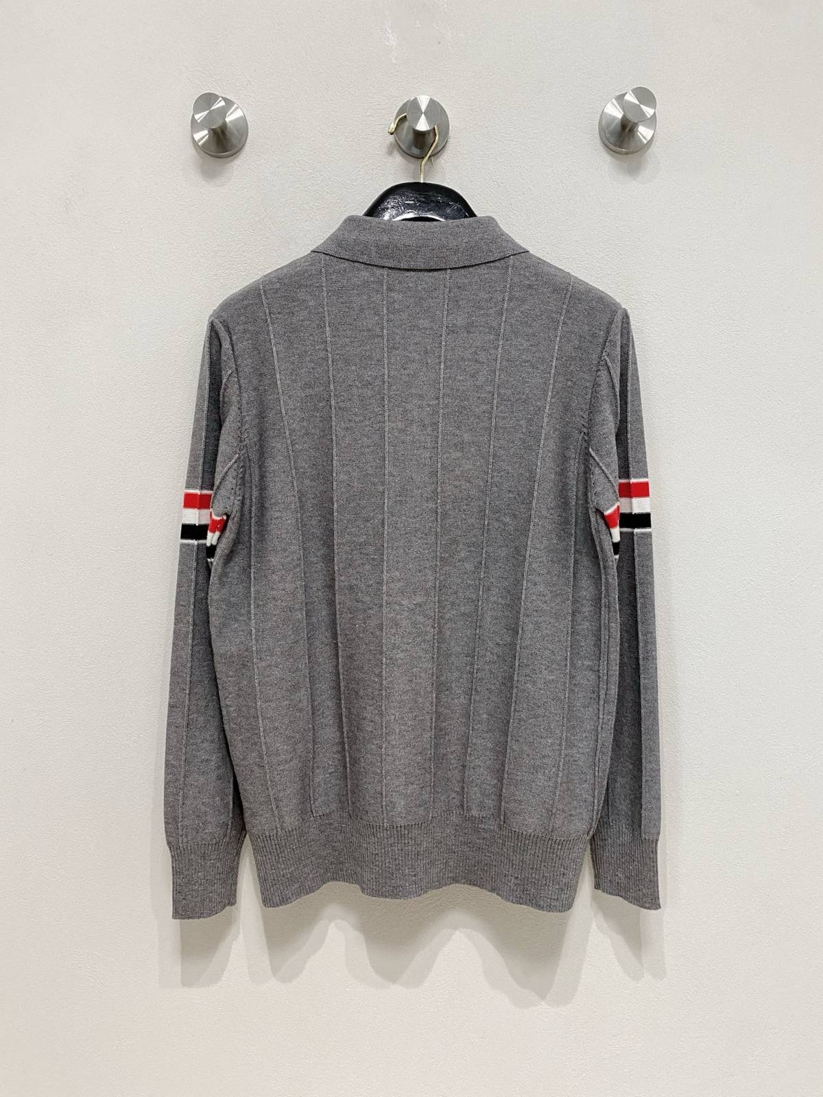 THOM BROWNE メンズ セーター クルーネック リブニット ボーダー ビジカジ ブラック ネイビー グレー - 画像 13