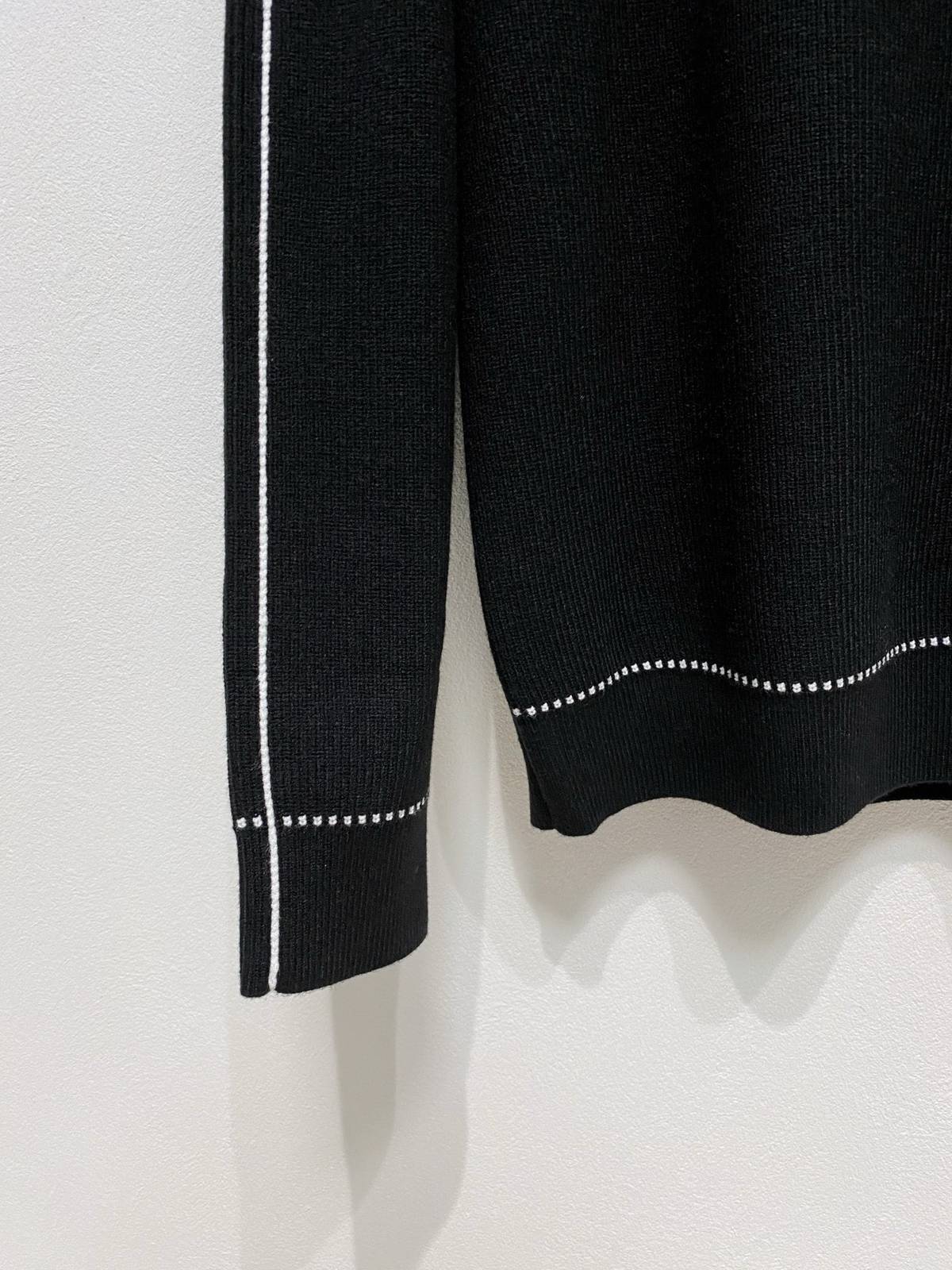 LOUIS VUITTON レディース ニット クルーネック ロゴ刺繍 リブ編み ブラック ホワイト M 3XL - 画像 4