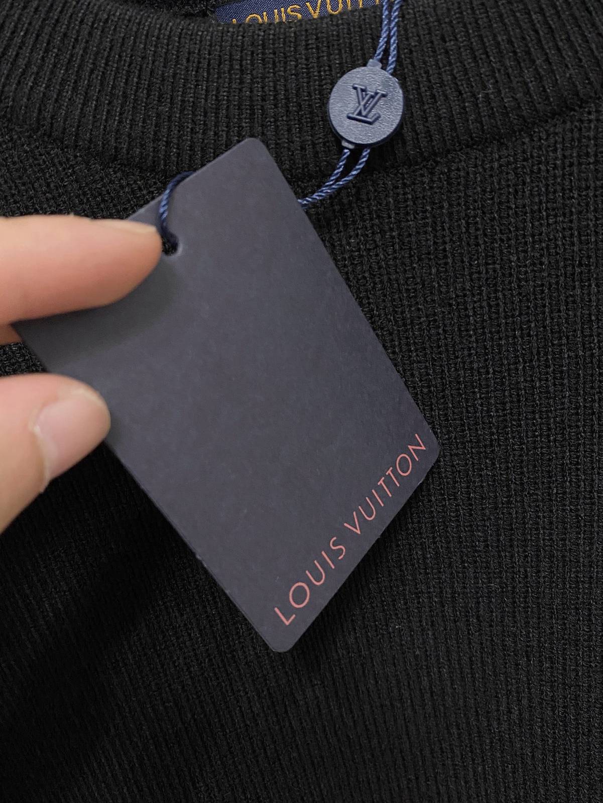 LOUIS VUITTON レディース ニット クルーネック ロゴ刺繍 リブ編み ブラック ホワイト M 3XL - 画像 5
