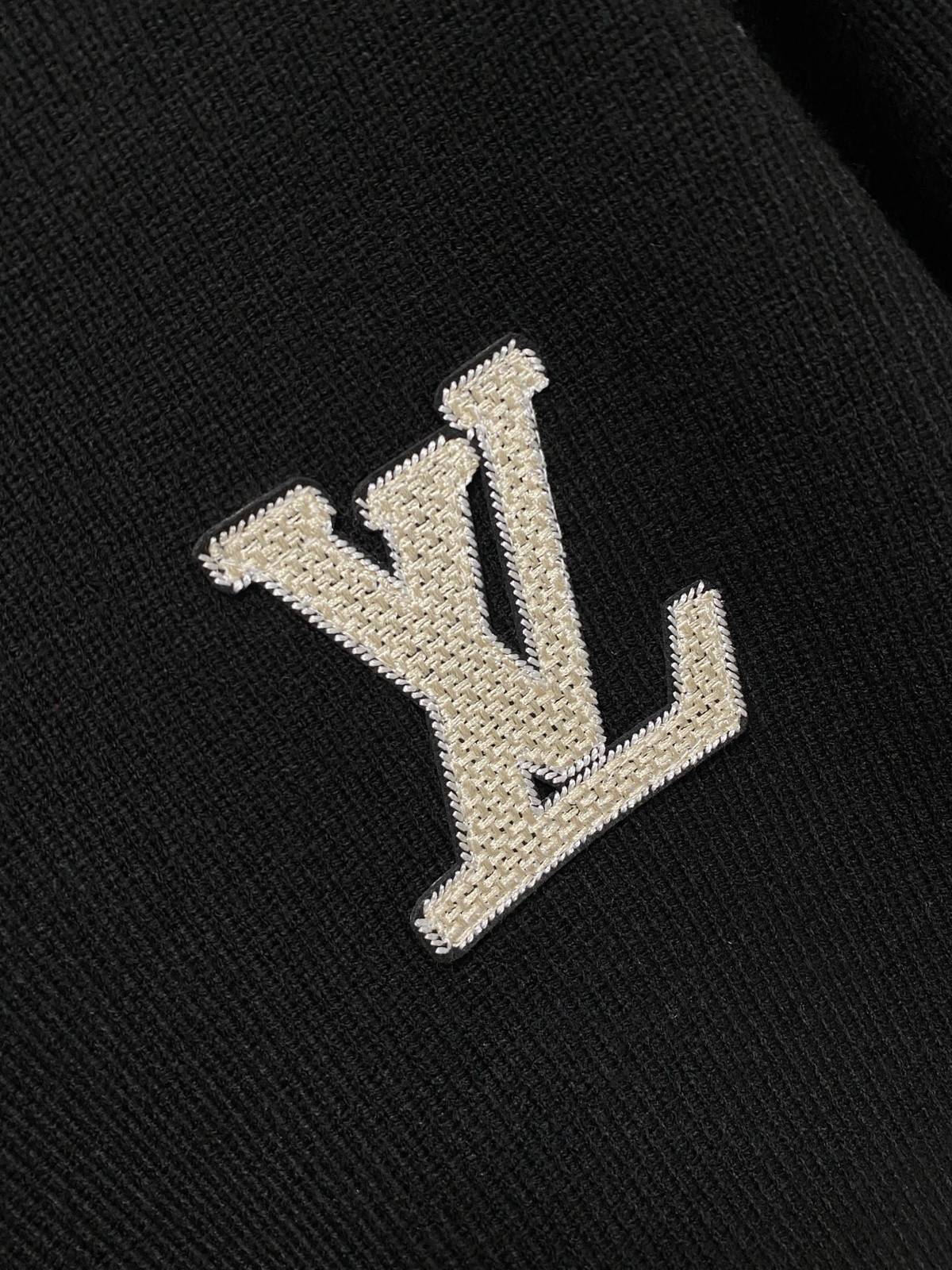 LOUIS VUITTON レディース ニット クルーネック ロゴ刺繍 リブ編み ブラック ホワイト M 3XL - 画像 6