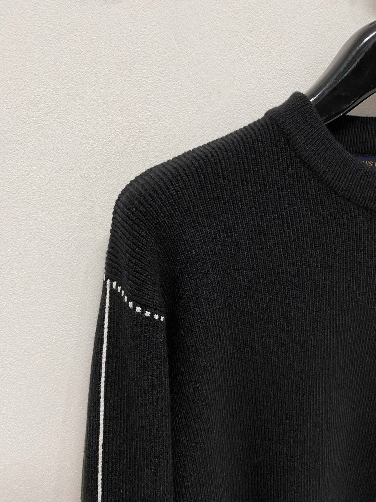 LOUIS VUITTON レディース ニット クルーネック ロゴ刺繍 リブ編み ブラック ホワイト M 3XL - 画像 7