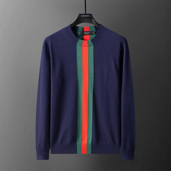 GUCCI グッチ メンズ ニット クルーネック ケーブルニット ロゴ刺繍 ブラック レッド ネイビー M 3XLA88100