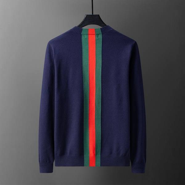 GUCCI グッチ メンズ ニット クルーネック ケーブルニット ロゴ刺繍 ブラック レッド ネイビー M 3XLA88100 - 画像 3