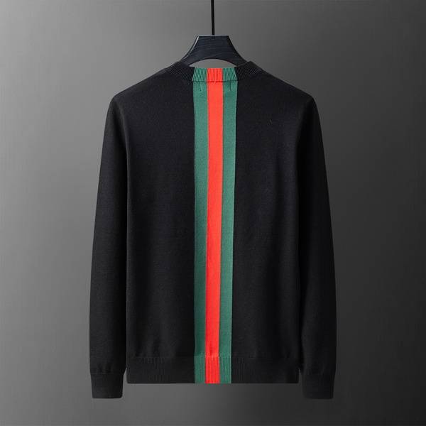 GUCCI グッチ メンズ ニット クルーネック ケーブルニット ロゴ刺繍 ブラック レッド ネイビー M 3XLA88100 - 画像 5