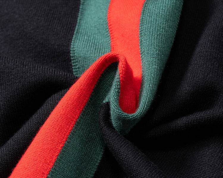 GUCCI グッチ メンズ ニット クルーネック ケーブルニット ロゴ刺繍 ブラック レッド ネイビー M 3XLA88100 - 画像 7