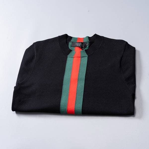 GUCCI グッチ メンズ ニット クルーネック ケーブルニット ロゴ刺繍 ブラック レッド ネイビー M 3XLA88100 - 画像 8
