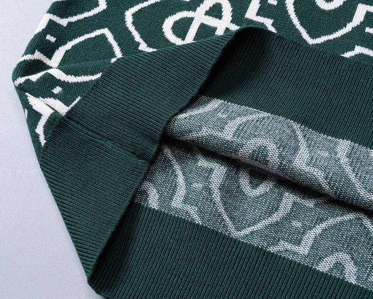 GUCCI グッチ メンズ ニット クルーネック インターシャ 総柄 オーバーサイズ 秋冬 ブラック - 画像 6