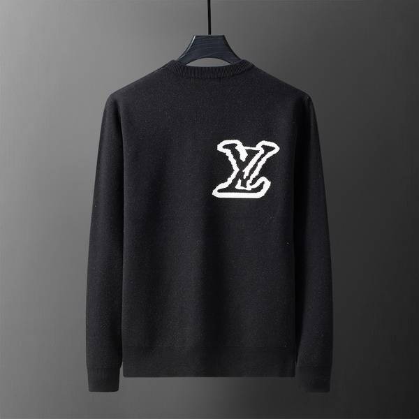 Louis Vuitton メンズ ニット クルーネック ロゴ刺繍 精密編み 上品 秋冬 ブラック ネイビー
