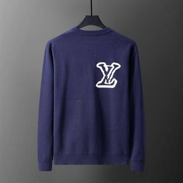 Louis Vuitton メンズ ニット クルーネック ロゴ刺繍 精密編み 上品 秋冬 ブラック ネイビー - 画像 6