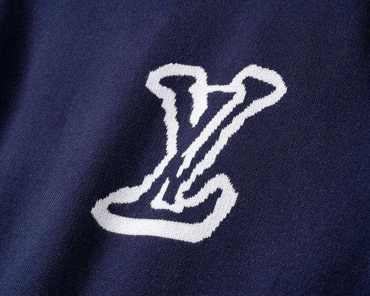 Louis Vuitton メンズ ニット クルーネック ロゴ刺繍 精密編み 上品 秋冬 ブラック ネイビー - 画像 11
