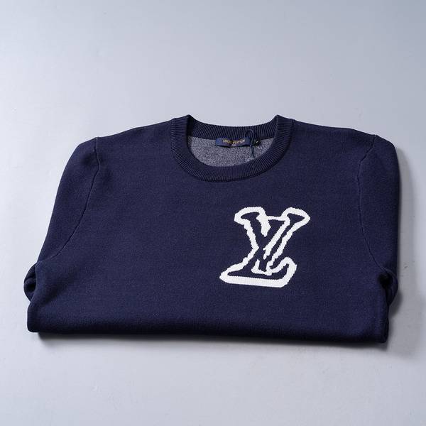 Louis Vuitton メンズ ニット クルーネック ロゴ刺繍 精密編み 上品 秋冬 ブラック ネイビー - 画像 12