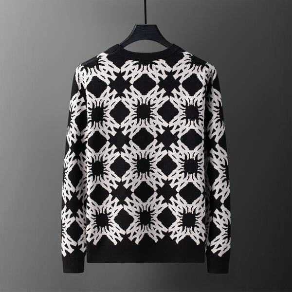 AMIRI メンズ ニット クルーネック インターシャ ローゲージ オーバーサイズ 秋冬 グレー ブラック - 画像 5