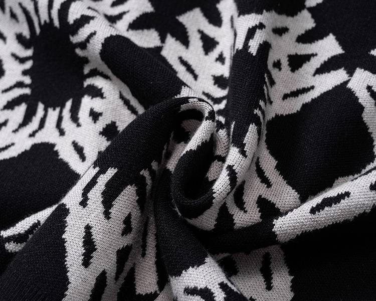 AMIRI メンズ ニット クルーネック インターシャ ローゲージ オーバーサイズ 秋冬 グレー ブラック - 画像 7