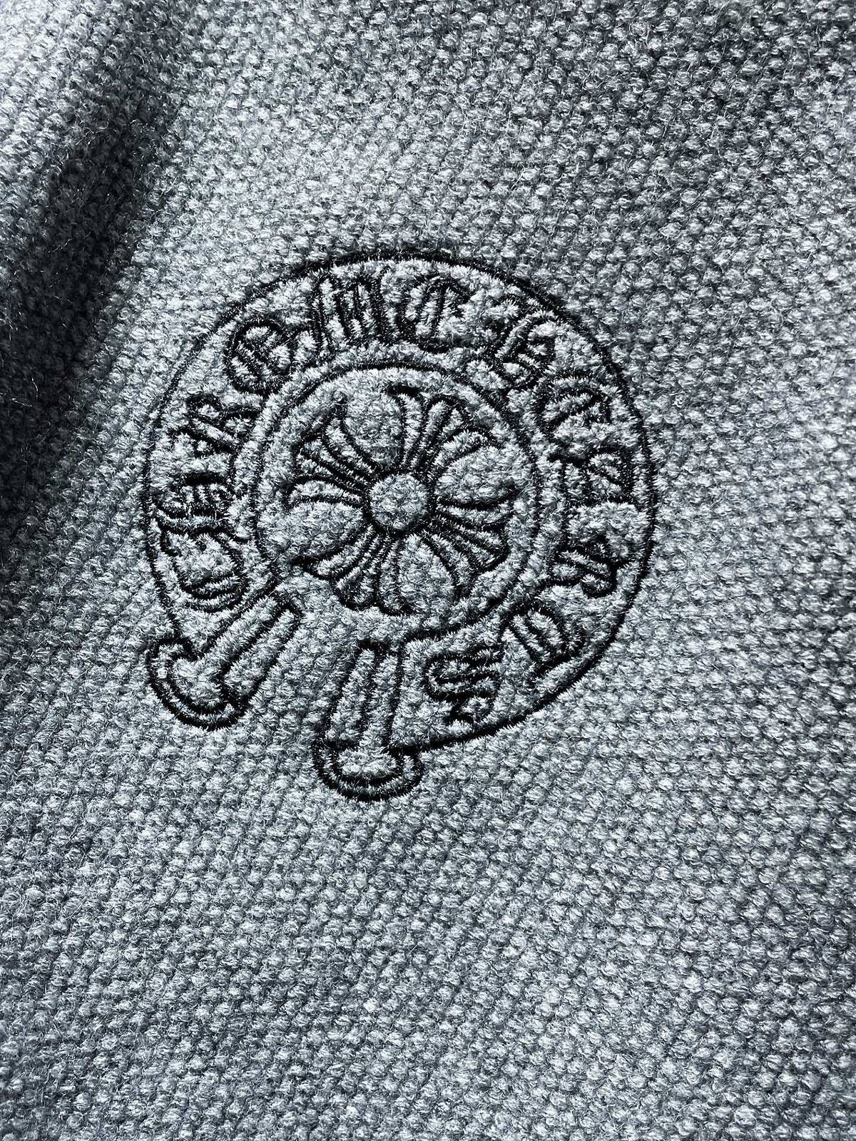 クロムハーツ メンズ ニット クルーネック ロゴ刺繍 ワッフル編み オーバーサイズ グレー - 画像 6