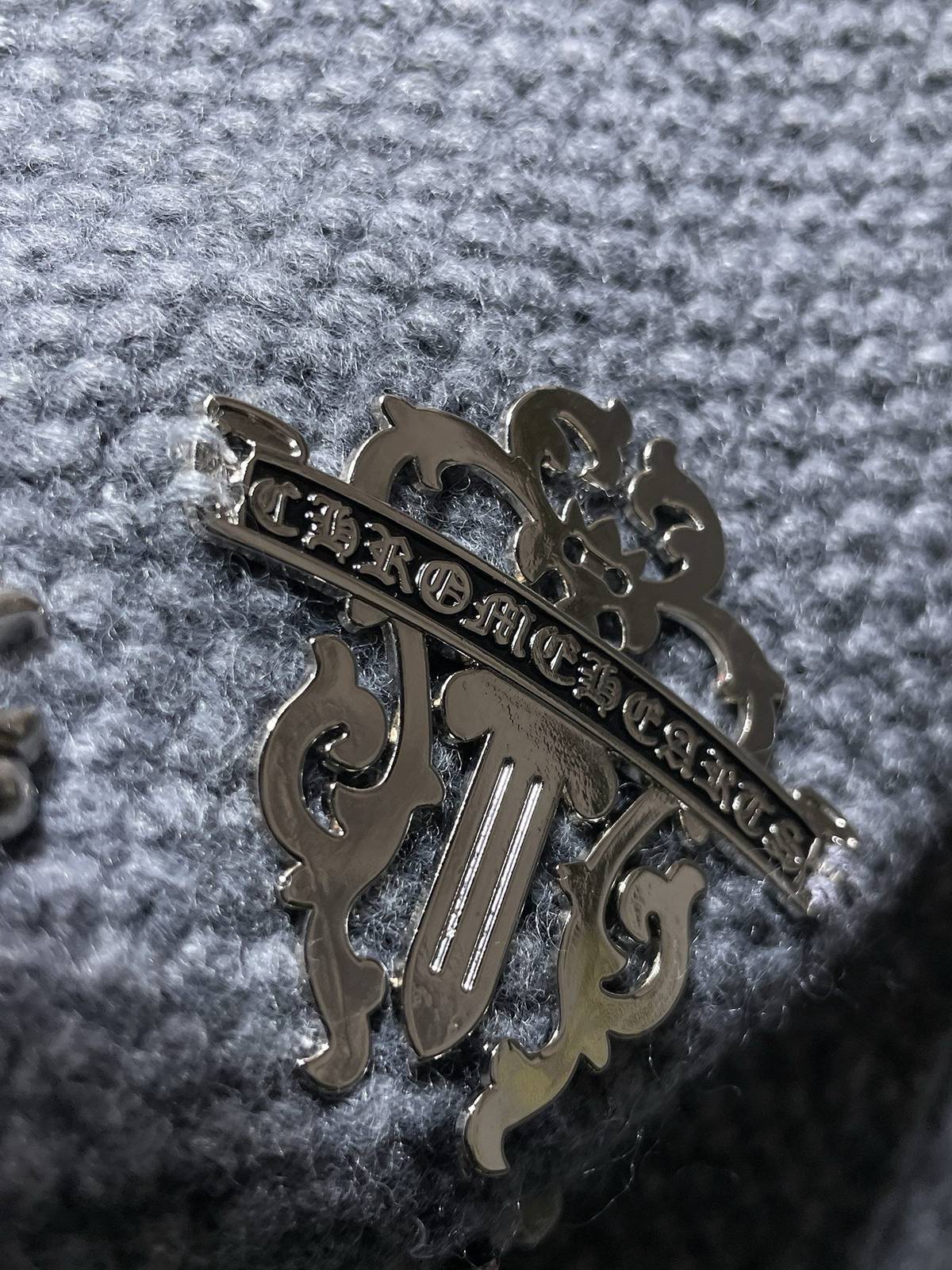クロムハーツ メンズ ニット クルーネック ケーブルニット ロゴ刺繍 上品 秋冬 グレー - 画像 7