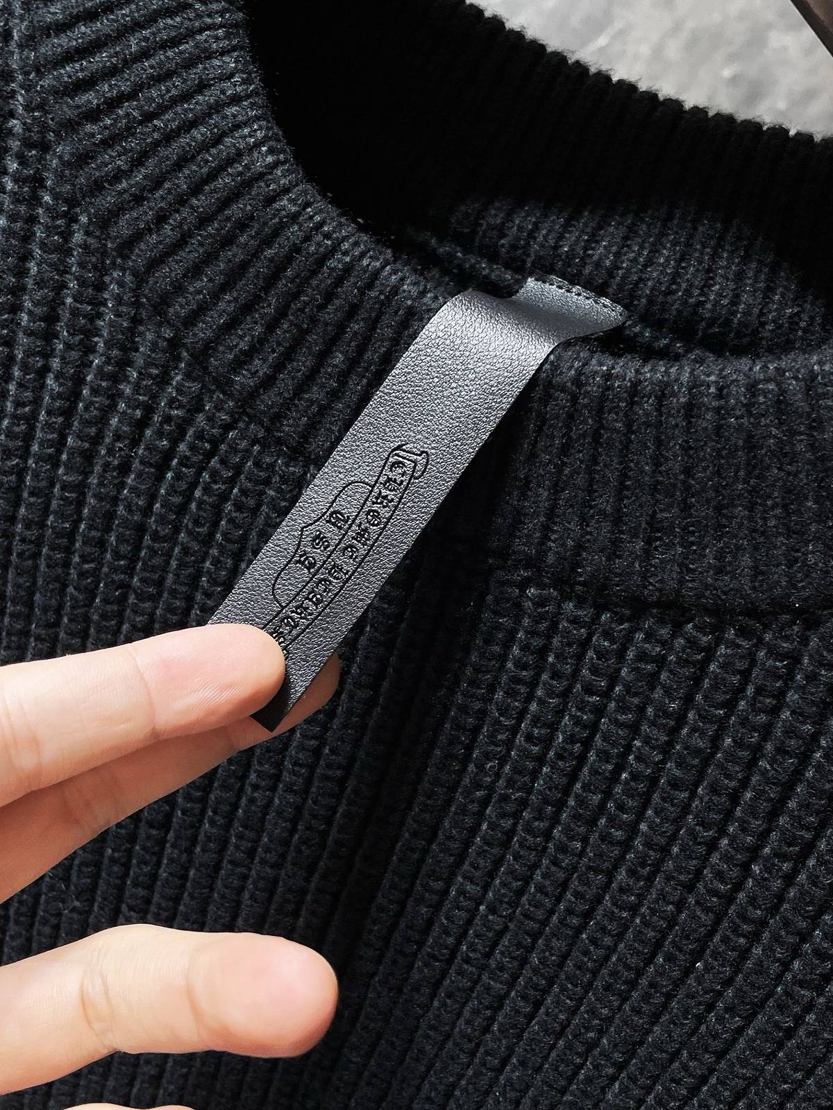 Supreme スプリーム メンズ ニット クルーネック ハーフジップ ワッフル編み ブラック - 画像 4