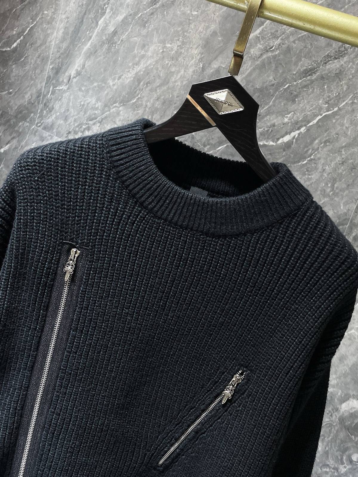 Supreme スプリーム メンズ ニット クルーネック ハーフジップ ワッフル編み ブラック - 画像 10