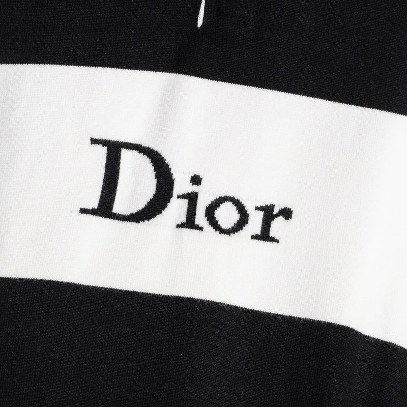 Dior メンズ ニット ポロネック バイカラー ロゴ刺繍 オーバーサイズ ブラック - 画像 7