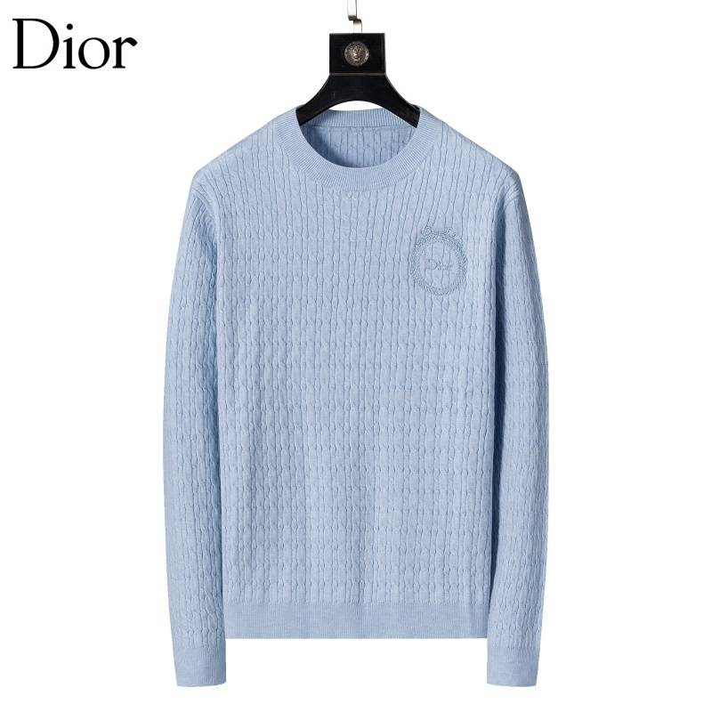 Dior メンズ ニット クルーネック ケーブルニット ロゴ刺繍 上品 秋冬 グレー M 3XLA