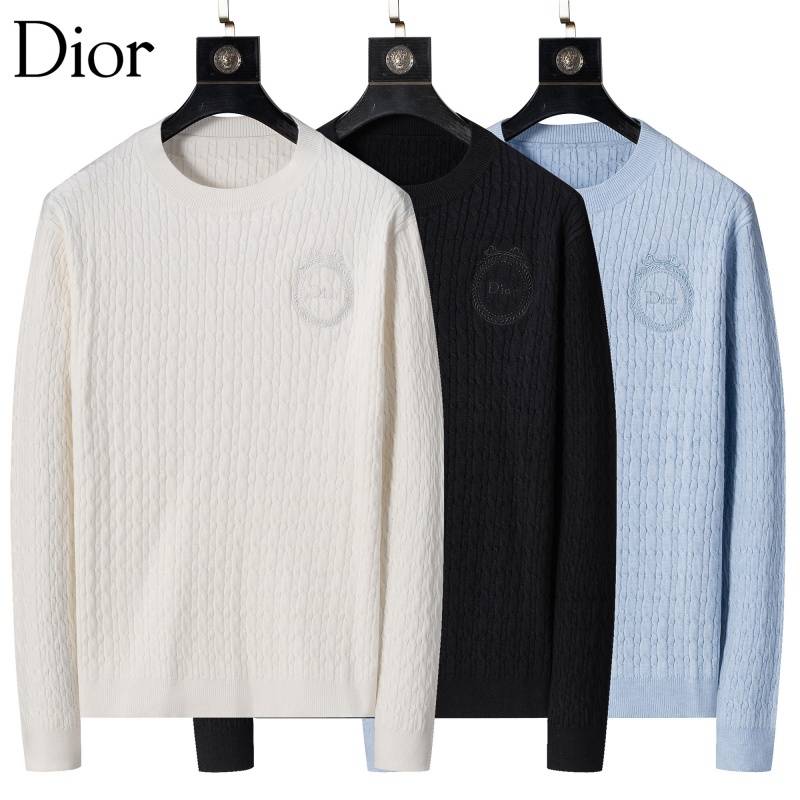 Dior メンズ ニット クルーネック ケーブルニット ロゴ刺繍 上品 秋冬 グレー M 3XLA - 画像 6