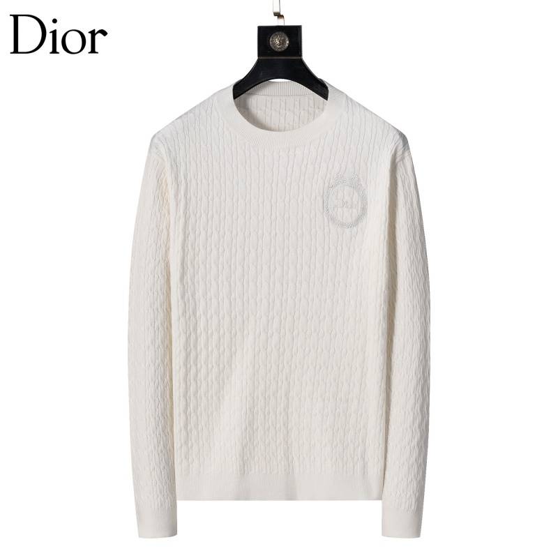 Dior メンズ ニット クルーネック ケーブルニット ロゴ刺繍 上品 秋冬 グレー M 3XLA - 画像 7