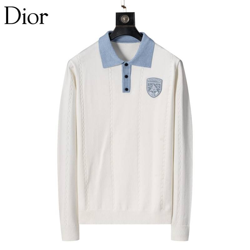 Dior ディオール メンズ ニット セーター ポロネック ケーブルニット リブ編み ブラック オフホワイト ベージュ M 3XLA176110