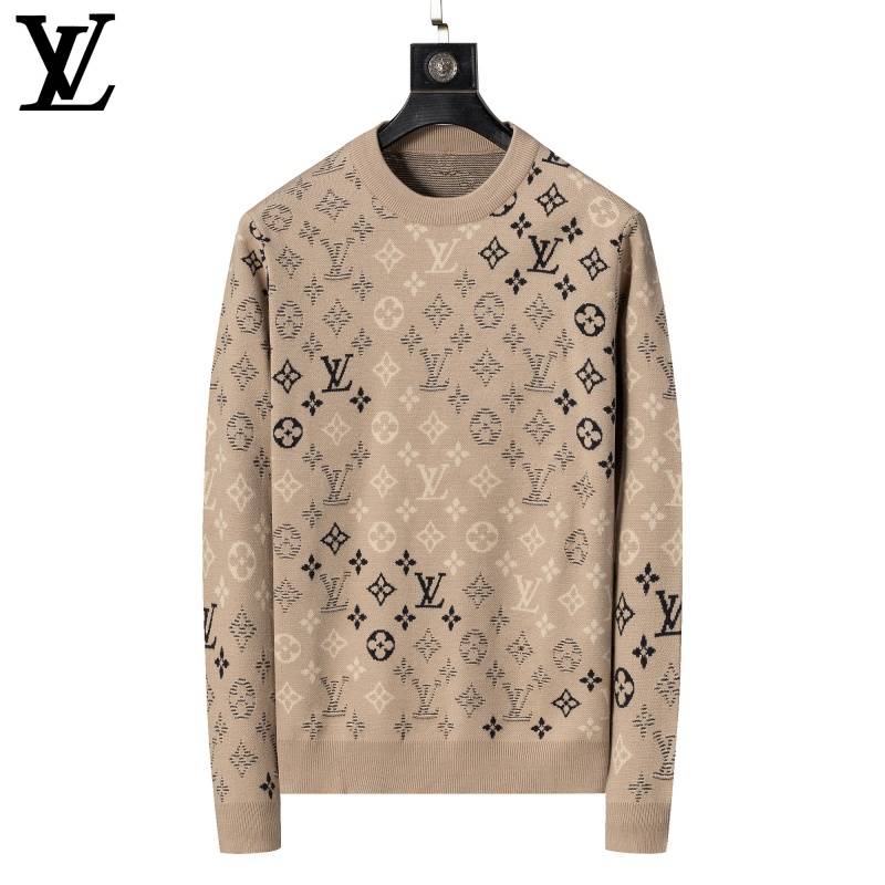 LV メンズ ニット クルーネック ケーブルニット ロゴ刺繍 上品 秋冬 ブラック ベージュ カーキ - 画像 7