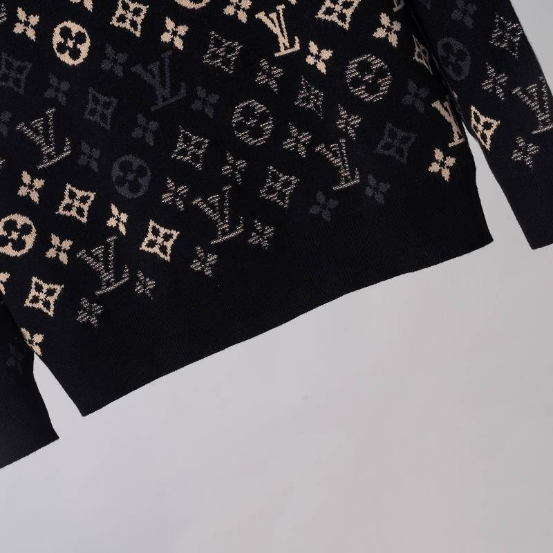 LV メンズ ニット クルーネック ケーブルニット ロゴ刺繍 上品 秋冬 ブラック ベージュ カーキ - 画像 9