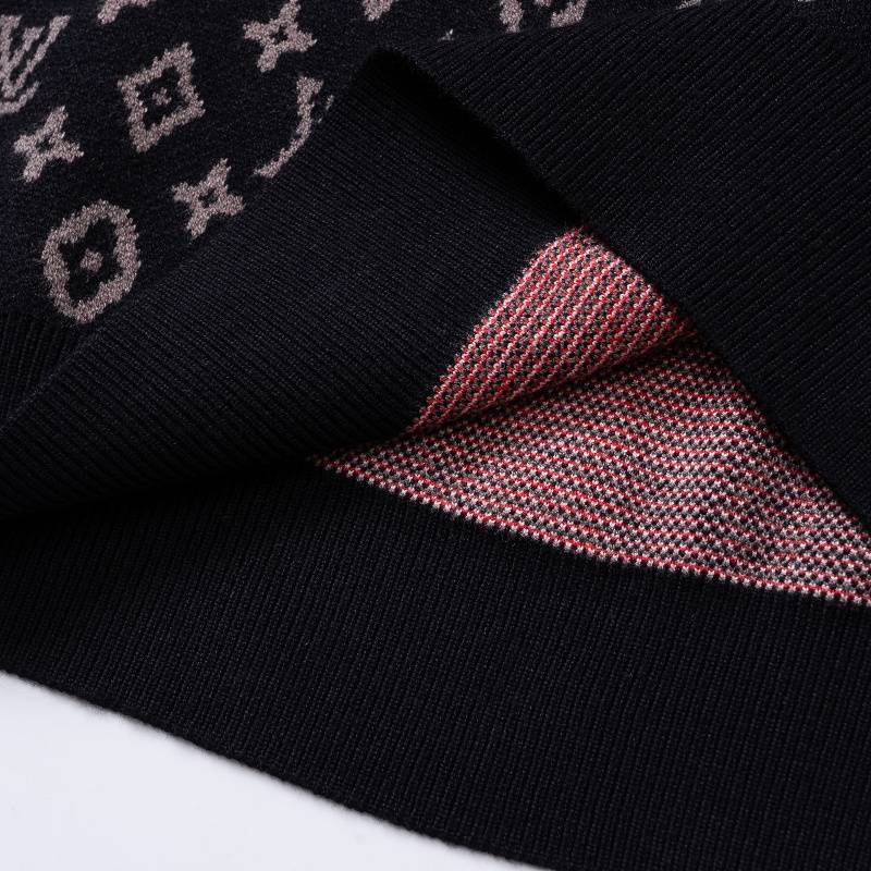 LV メンズ ニット セーター Vネック ケーブル編み ロゴ刺繍 ブラック ベージュ M 3XLA176110 - 画像 8