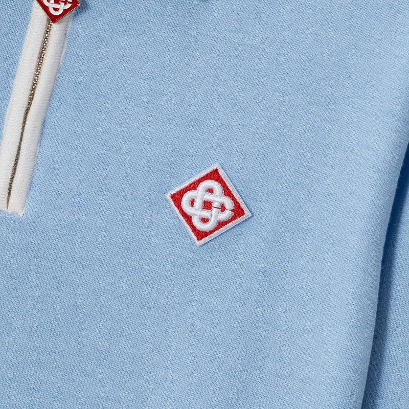 CASABLANCA メンズ ニット セーター ハーフジップ ロゴ刺繍 総柄 プレーン スタイリッシュ ブラック - 画像 5