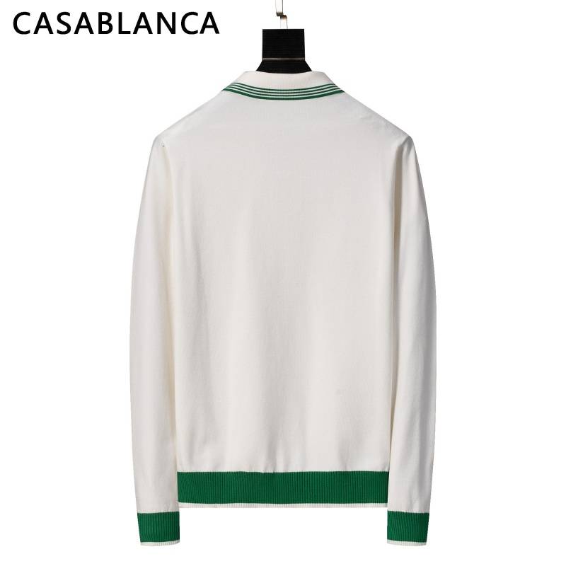 CASABLANCA メンズ ニット セーター ポロネック リブニット ワッフル編み オーバーサイズ ホワイト - 画像 2