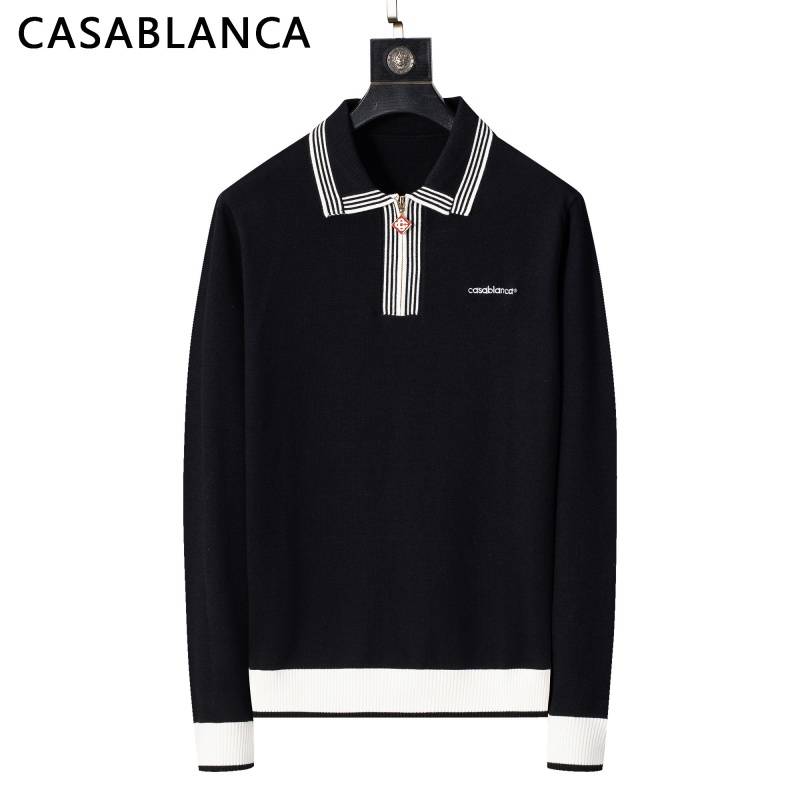 CASABLANCA メンズ ニット セーター ポロネック リブニット ワッフル編み オーバーサイズ ホワイト - 画像 11