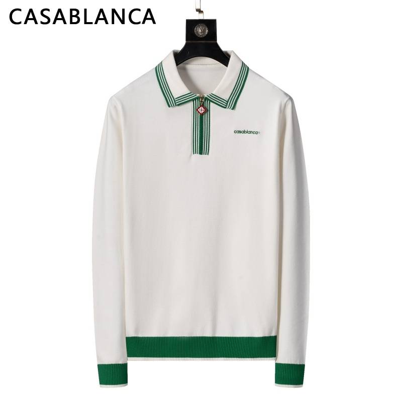 CASABLANCA メンズ ニット セーター ポロネック リブニット ワッフル編み オーバーサイズ ホワイト - 画像 12