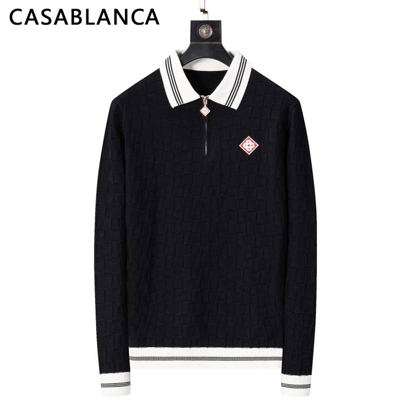 CASABLANCA メンズ セーター ハーフジップ ケーブルニット ワッフル編み オーバーサイズ 秋冬 ホワイト - 画像 10