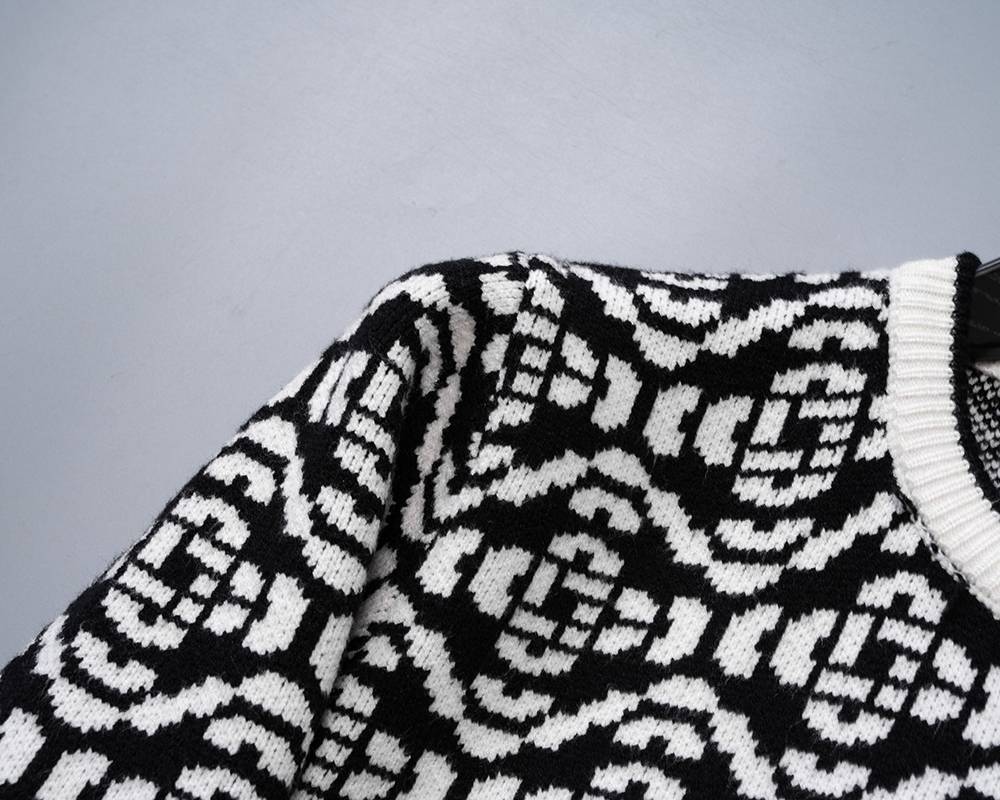 Casablanca メンズ ニット クルーネック ケーブルニット ロゴ刺繍 ブラック - 画像 3