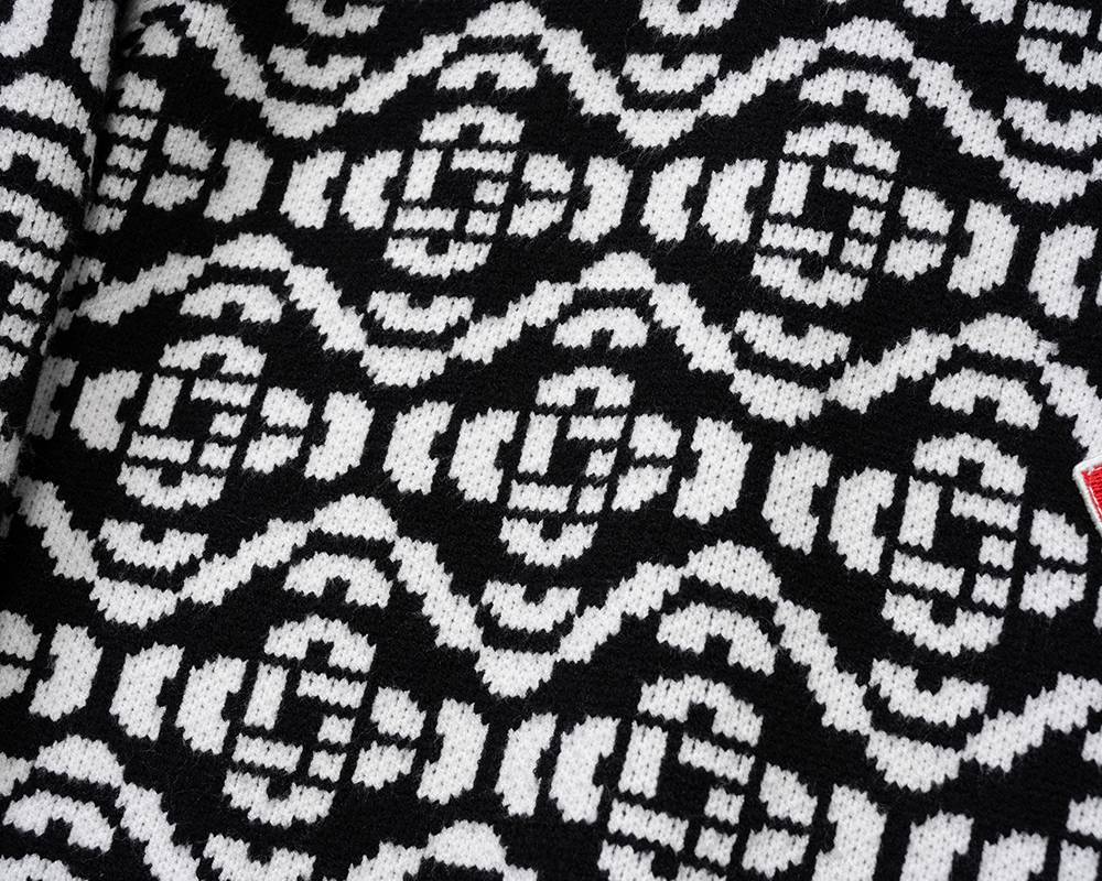 Casablanca メンズ ニット クルーネック ケーブルニット ロゴ刺繍 ブラック - 画像 4