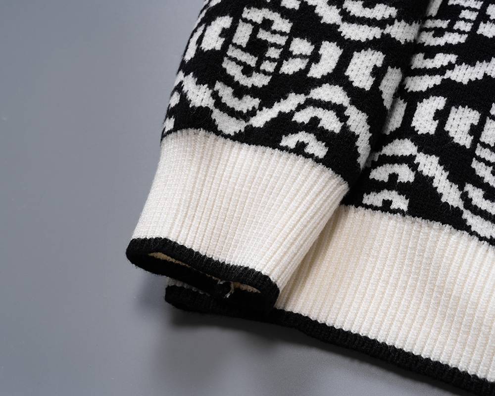 Casablanca メンズ ニット クルーネック ケーブルニット ロゴ刺繍 ブラック - 画像 5
