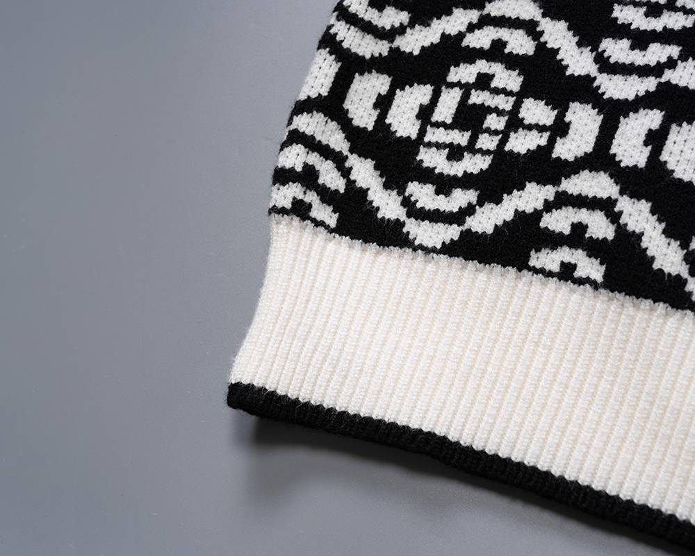 Casablanca メンズ ニット クルーネック ケーブルニット ロゴ刺繍 ブラック - 画像 6