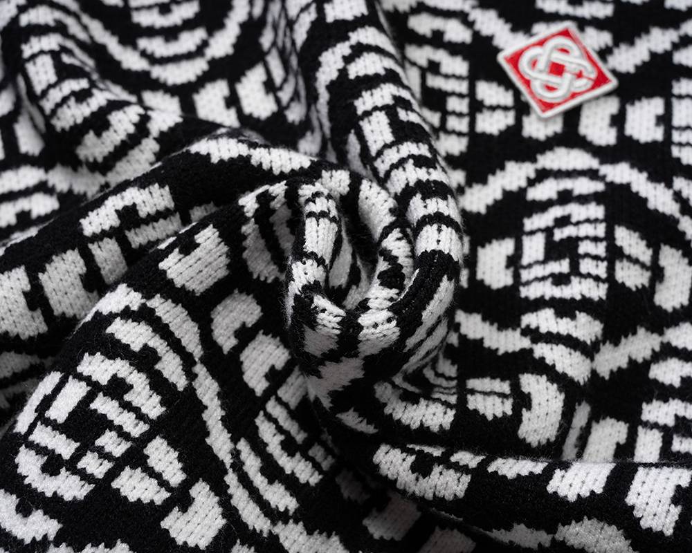 Casablanca メンズ ニット クルーネック ケーブルニット ロゴ刺繍 ブラック - 画像 9